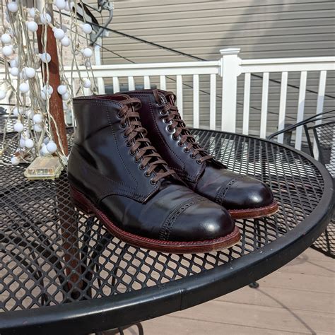 Alden madison - Regular priceSale price$937.00 USD. Unit price/ per. Sale Sold out. Style 990C. Color 8 Shell Cordovan. Barrie Last. Commando Sole. Pre Stitch Reverse Welt. We recommend going down 1/2 size for the Barrie Last (ex – size 10D would take 9.5D)